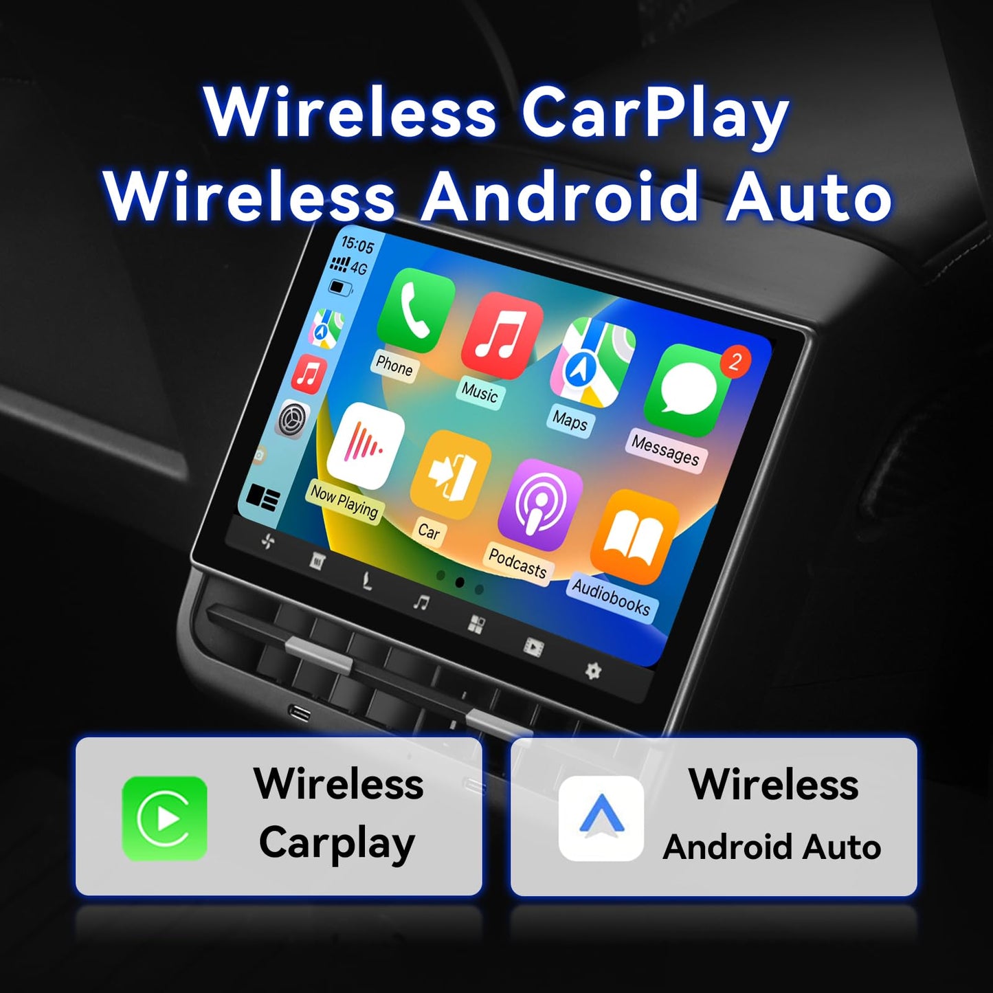 8.7" Rear Seat Display for Tesla Model Y & Model 3 with CarPlay Control