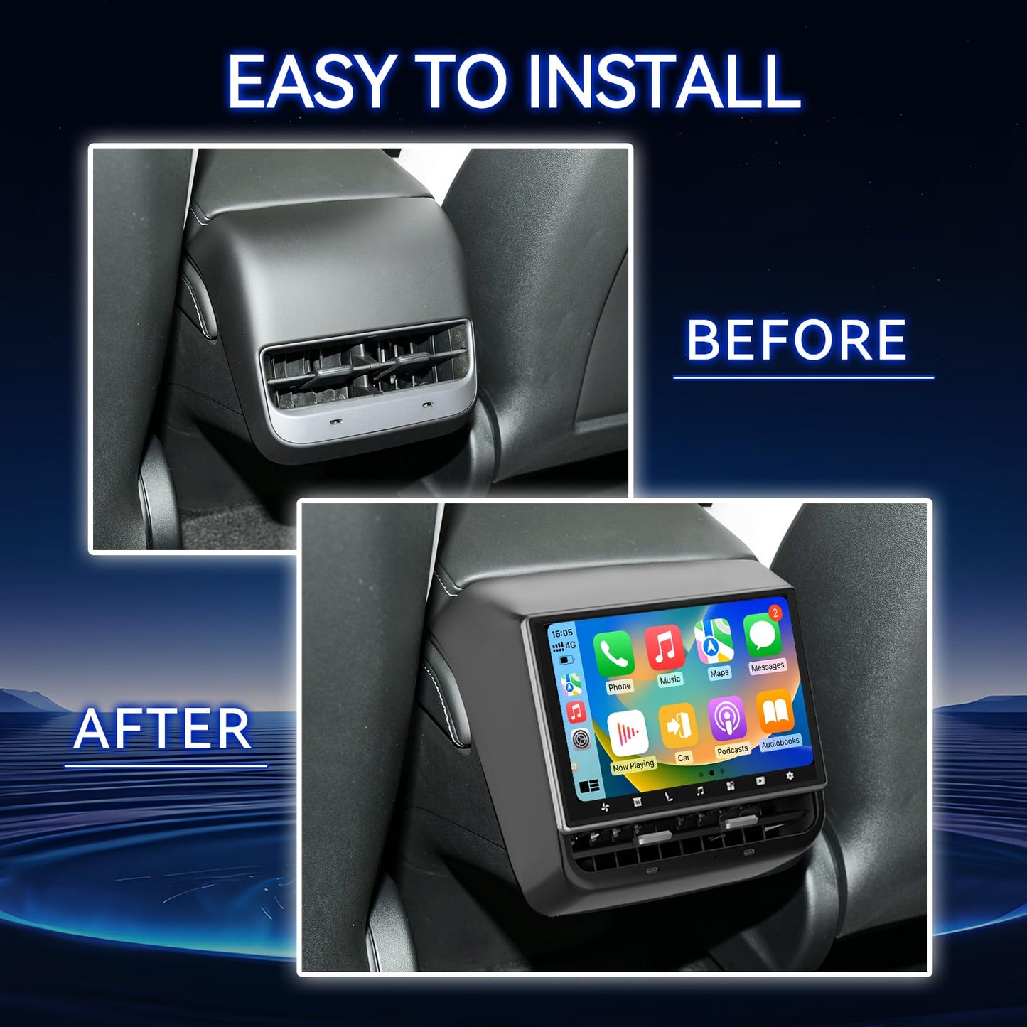 8.7" Rear Seat Display for Tesla Model Y & Model 3 with CarPlay Control