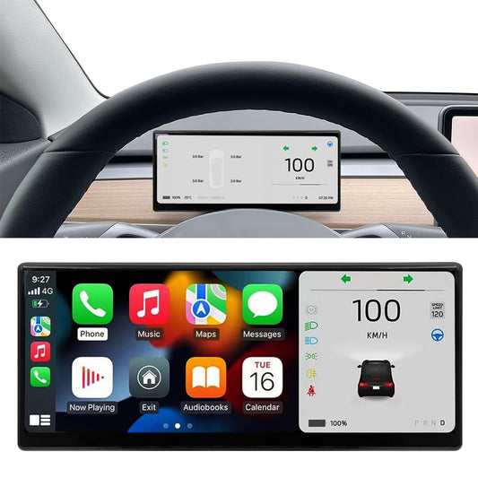 Ultra-Thin Tesla Heads Up Display with Wireless CarPlay & Front Camera