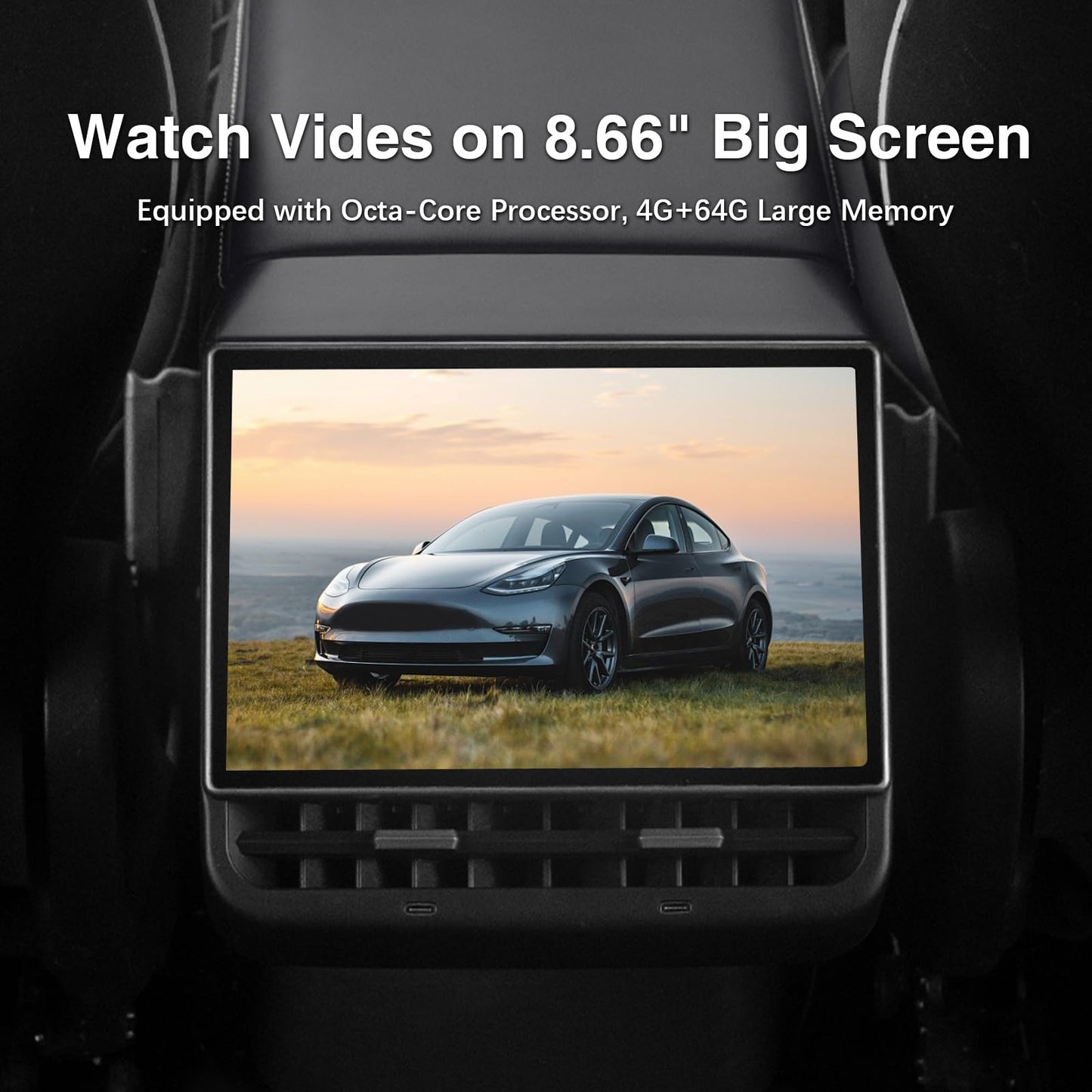 8.66" Rear Screen for Tesla Model 3 & Model Y with AC Seat Controls